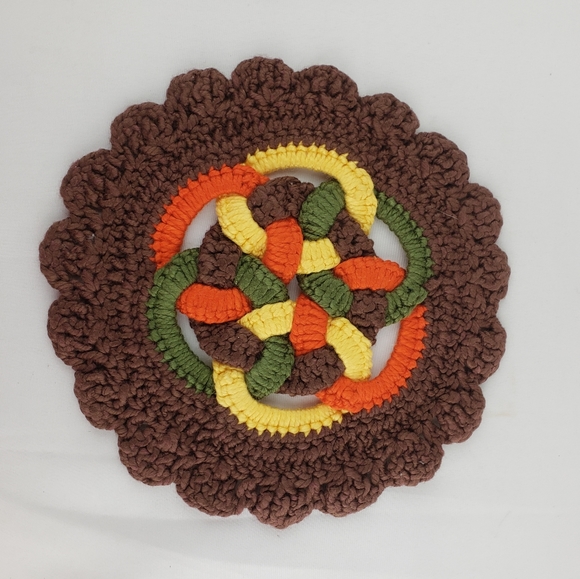 Lot of 2 Vintage Crocheted pot holders - Picture 4 of 5